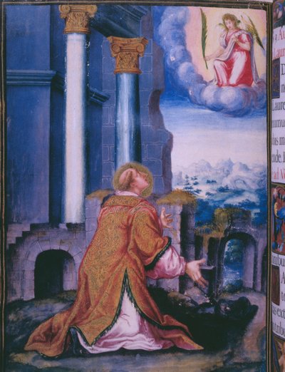 St. Lawrence, to Whom the Escorial Monastery was Dedicated, from a Facsimile of the Breviary of King Philip II of Spain by Julian and Leon, Andres de Fuente del Saz